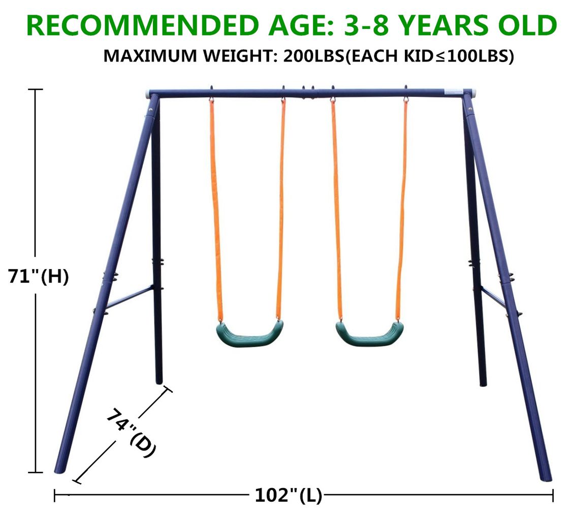 Two Station Swing Set for Children - Blue