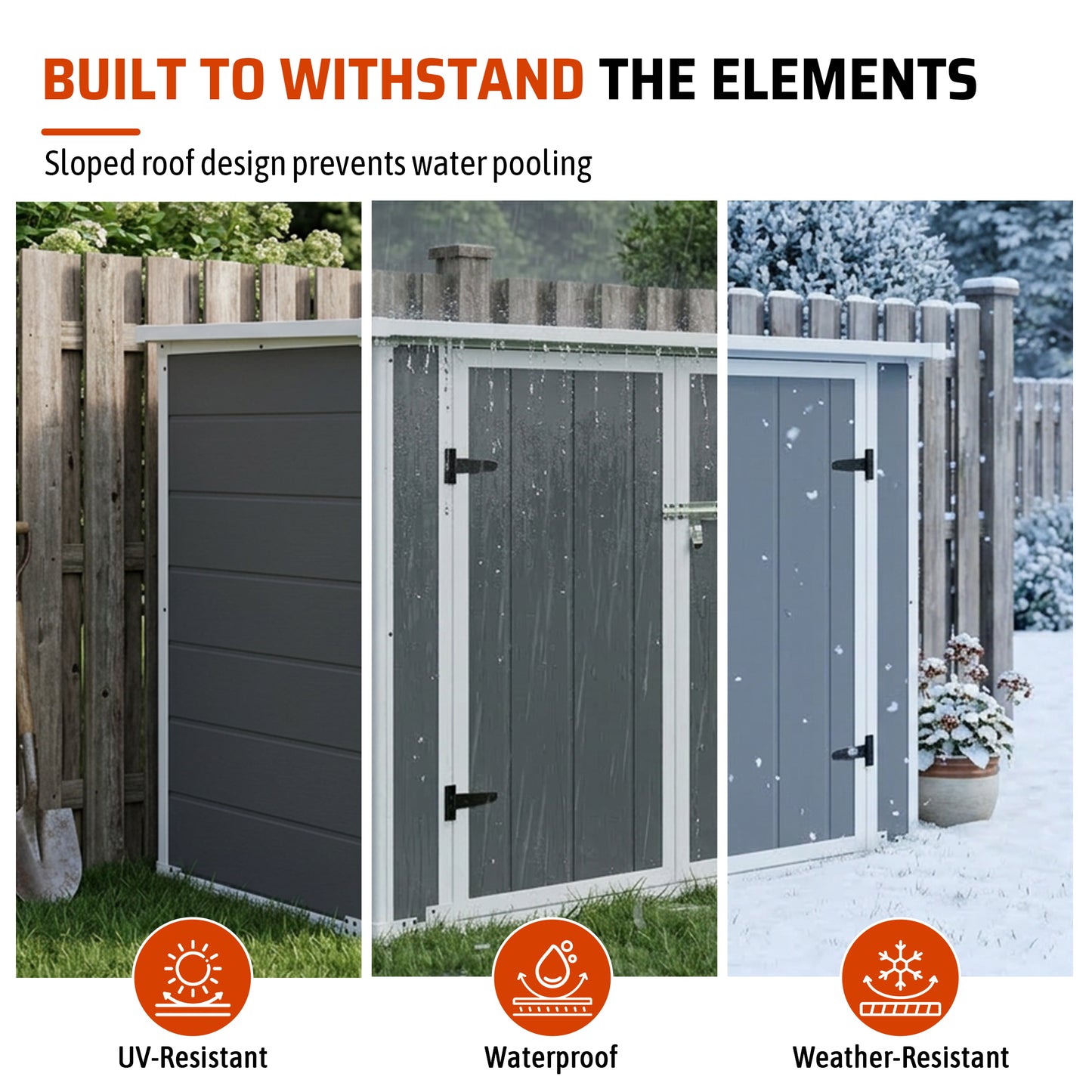 Gray Outdoor Storage Shed with Ramp & Hydraulic Lid - Waterproof