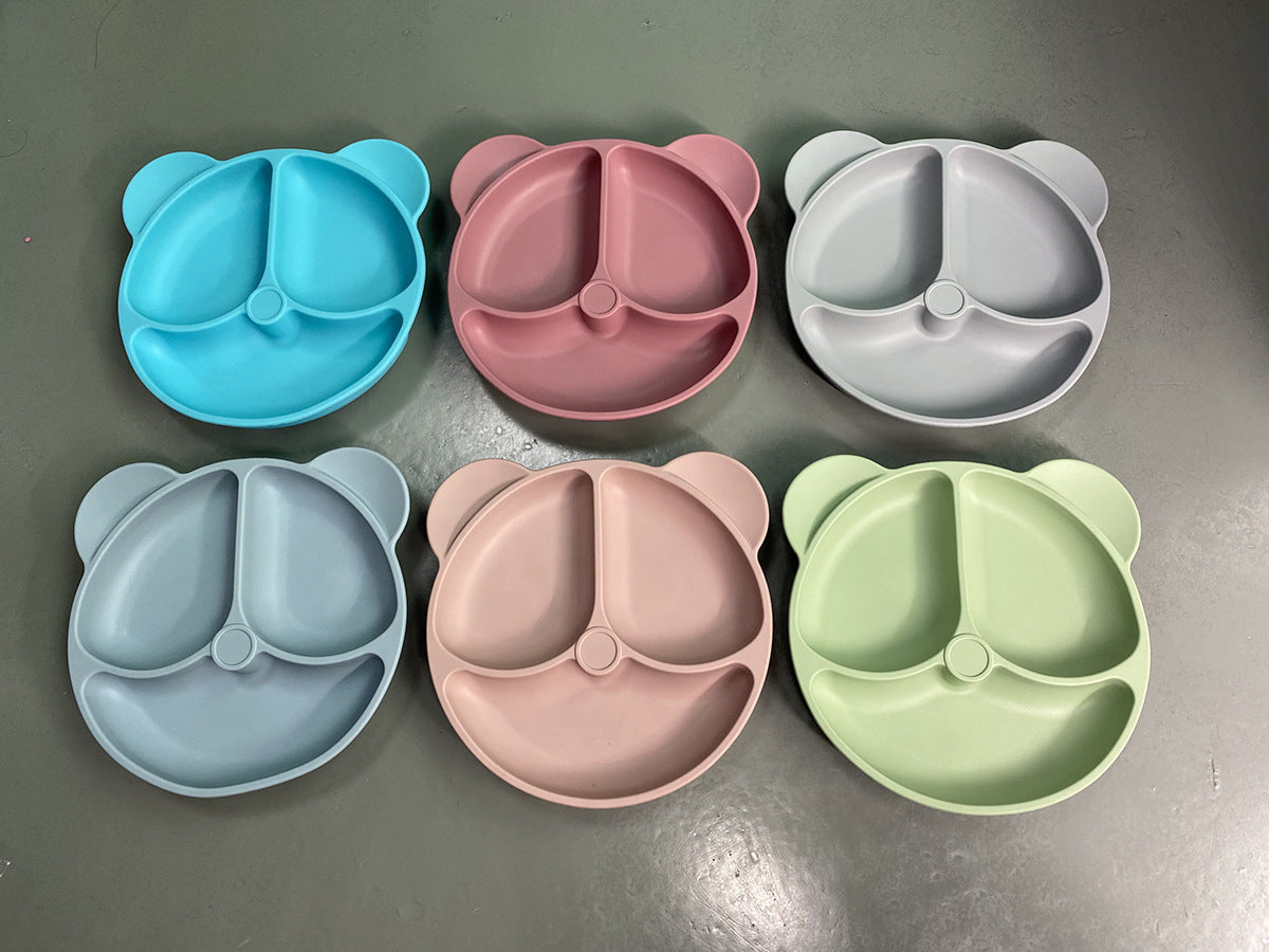 Child Silicone Plate with Suction Cup - Toddler Feeding Tableware, Deep Pink
