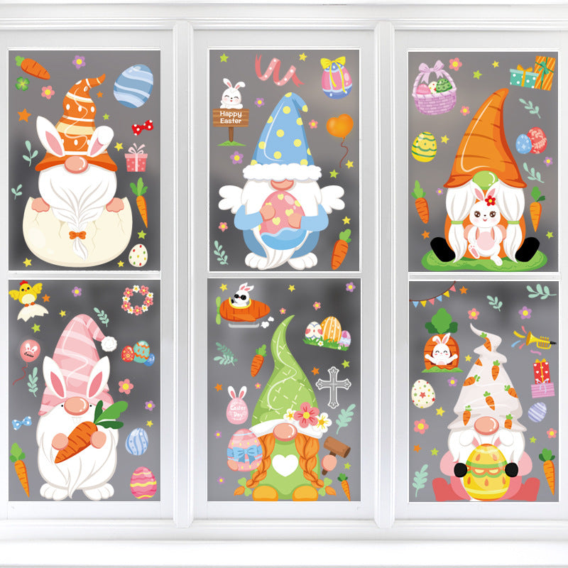 Cute Easter Bunny Stickers for Holiday Decor - PVC 20x30cm Set