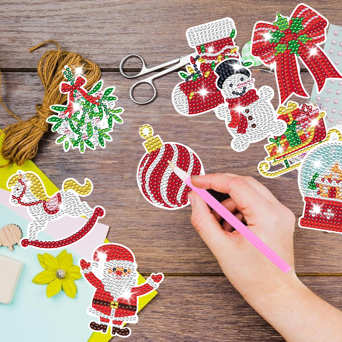 Christmas Rhinestones Art Kits - 12 Multi-Color Packs