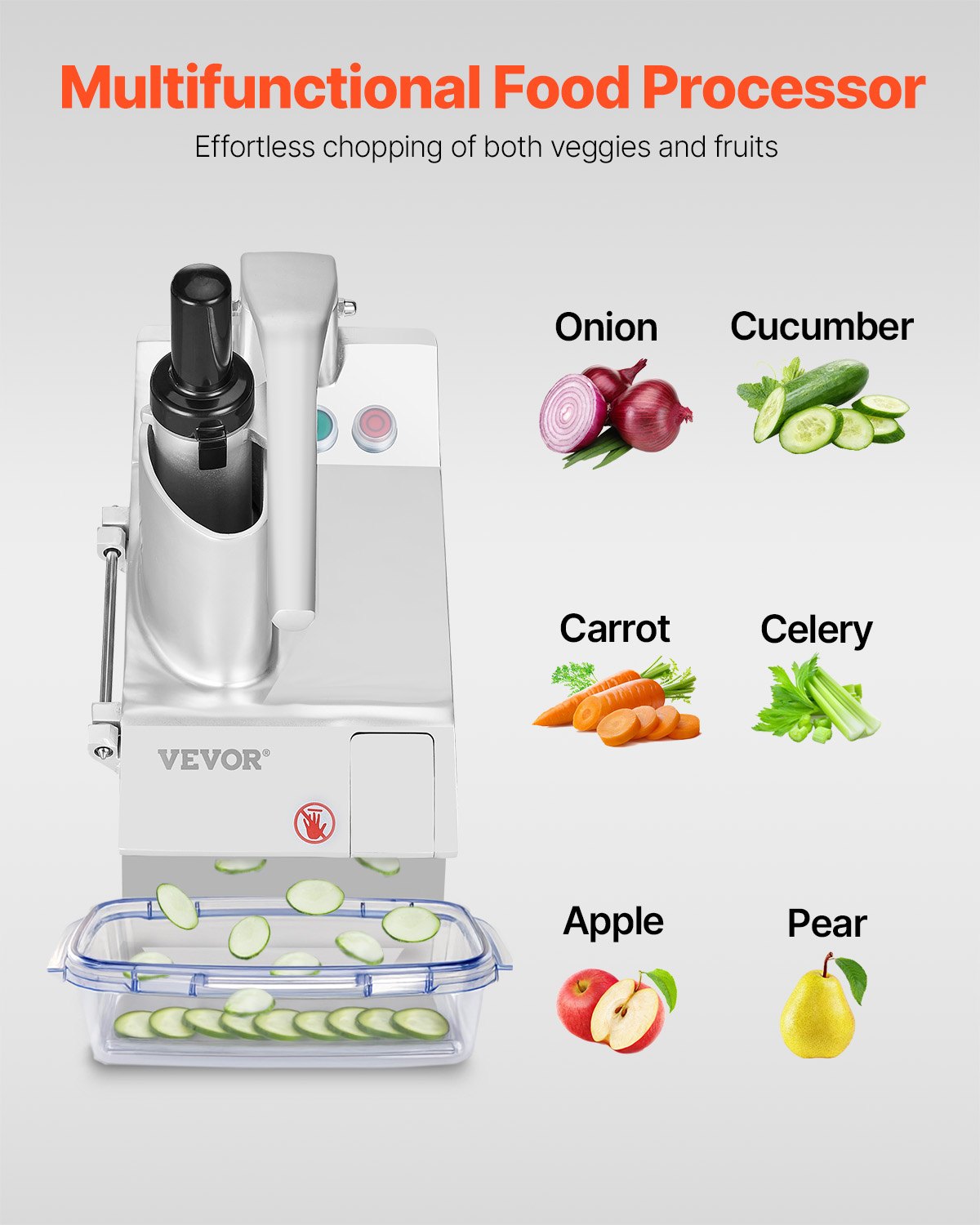 Food Processor Vegetable Chopper with 6 Stainless Steel Blades - Silver
