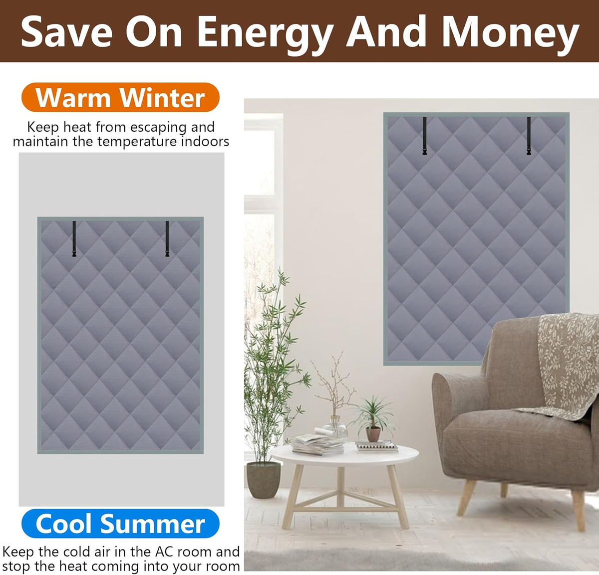 Insulated Roll-Up Door Curtain for Cold Weather Windproof Thermal Door Drape