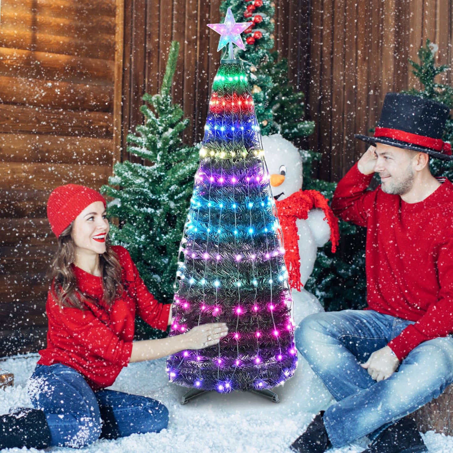 Collapsible Christmas Tree Lights with Remote Control - Multi-Color Options