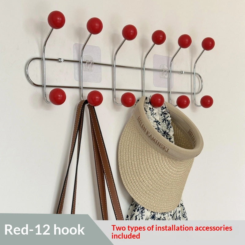 Nordic-Style Wall-Mounted Metal Coat Hook Rack - No-Drill, Modern Home Storage