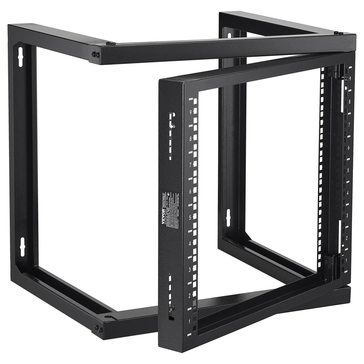 9U Wall Mount Server Rack Open Frame Steel Black 150 Lbs Capacity