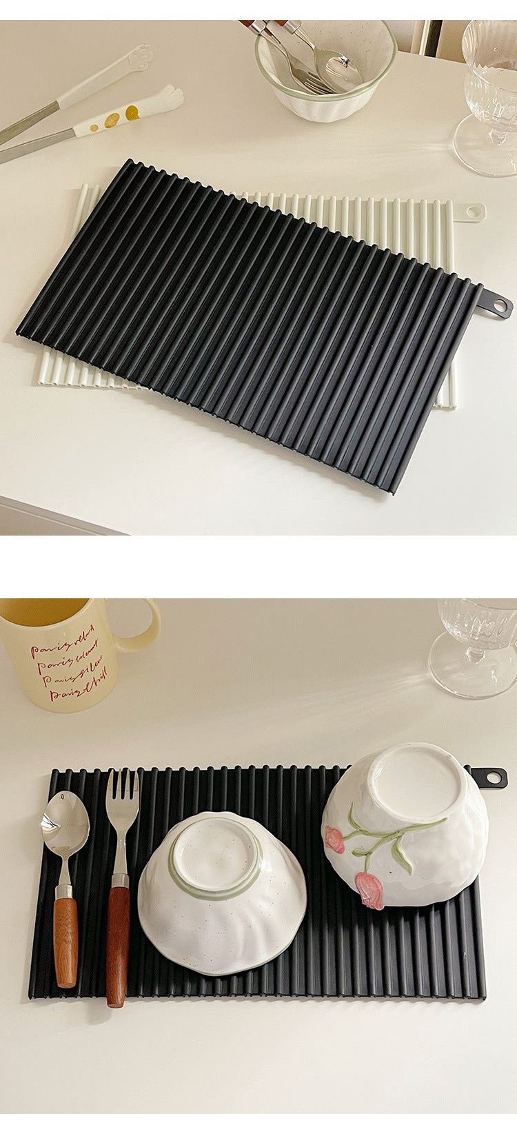 Silicone Draining Pad Heat Insulation Non-Slip Cushion for Dinnerware