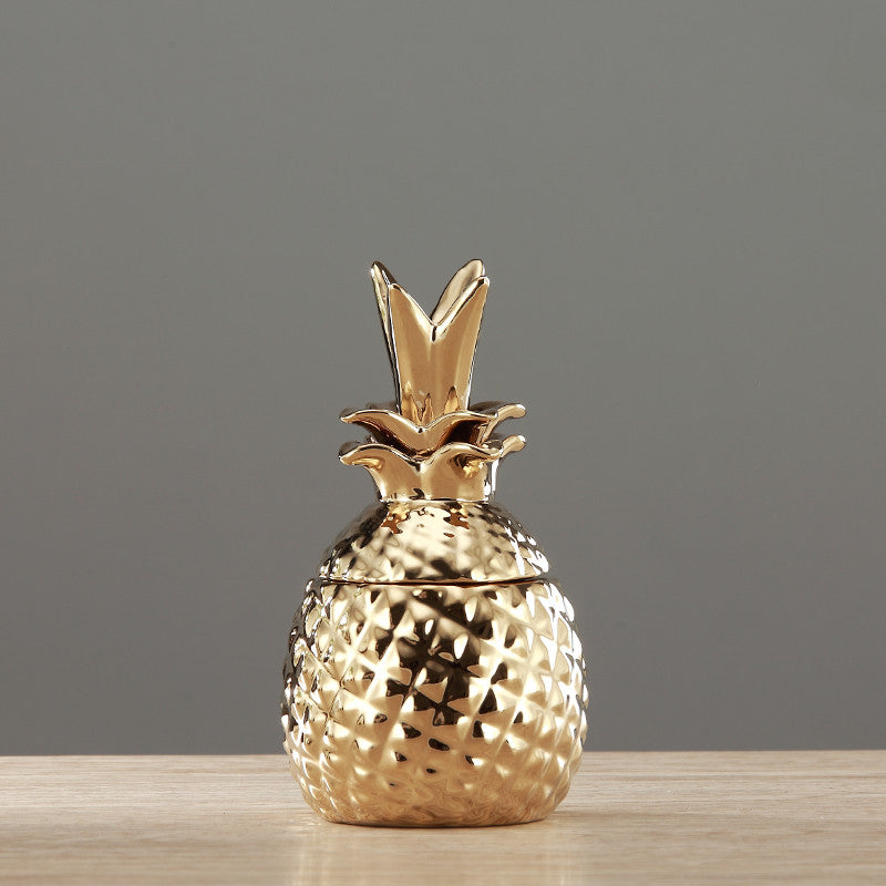 Golden Pineapple Storage Jar Ornaments Jewelry Tray Creative Decor