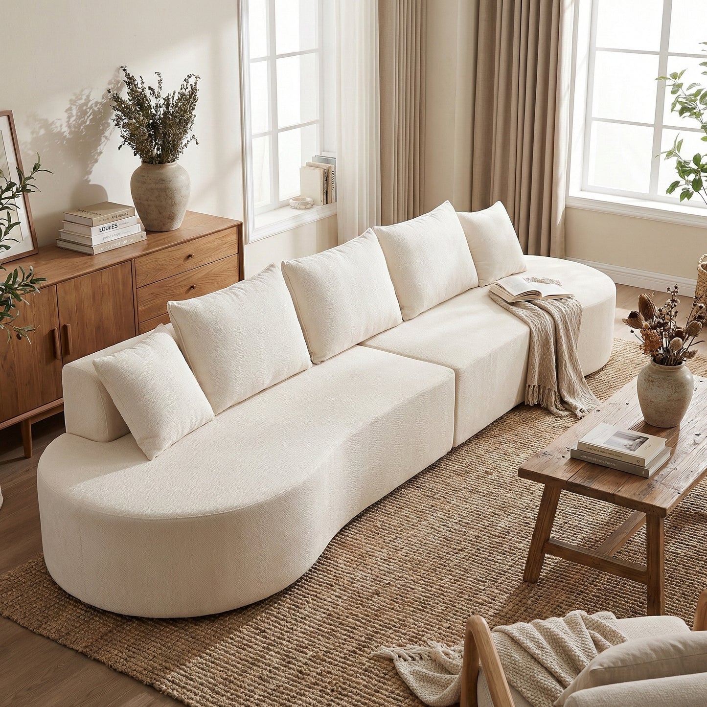 138.6 Modern Curved Modular Sectional Sofa With High-Density Fully