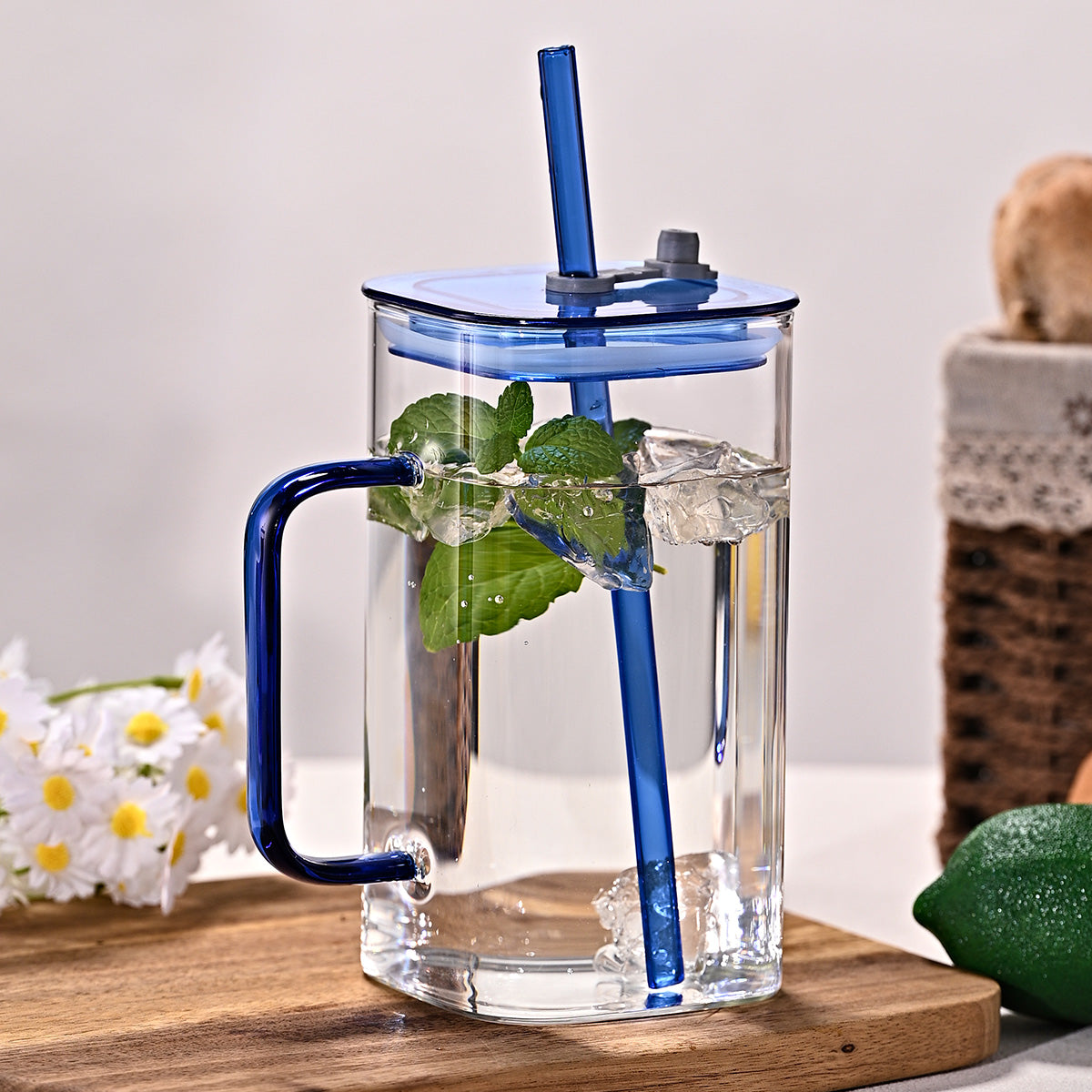 Transparent Glass Straw Cup - 4 Colors, High Borosilicate Drinkware