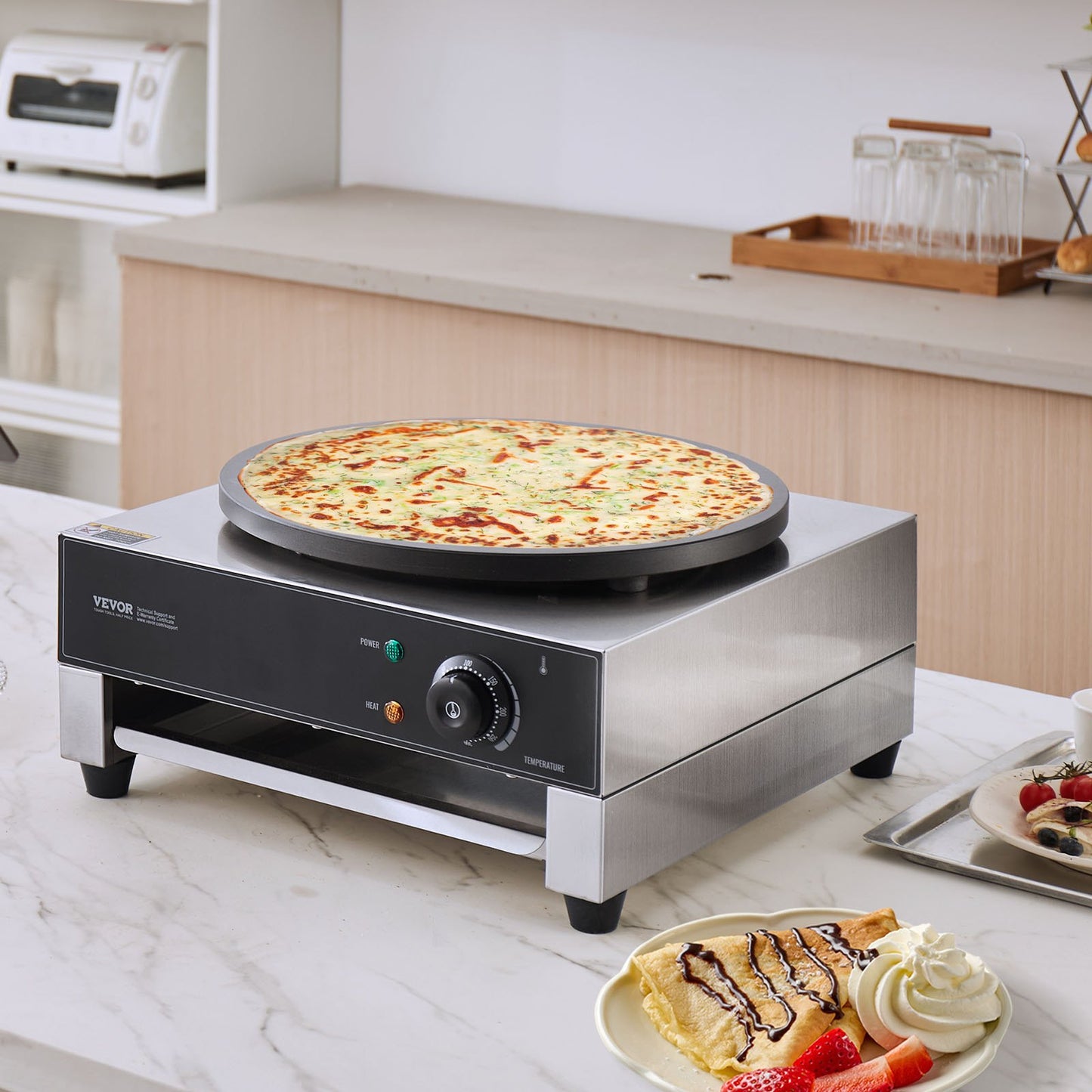 16-Inch Electric Crepe Maker Commercial Kitchen Appliance 1700W Non-Stick