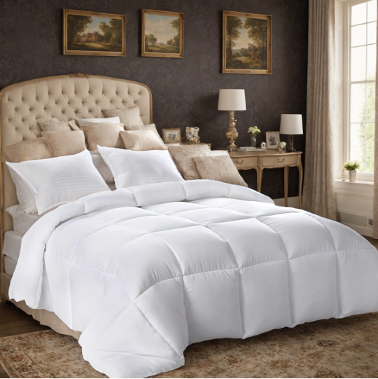 Full Size White Microfiber Comforter - Lightweight & Warm