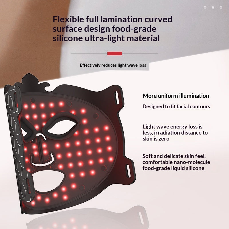 Colorful LED Beauty Mask for Home Facial Phototherapy - Black