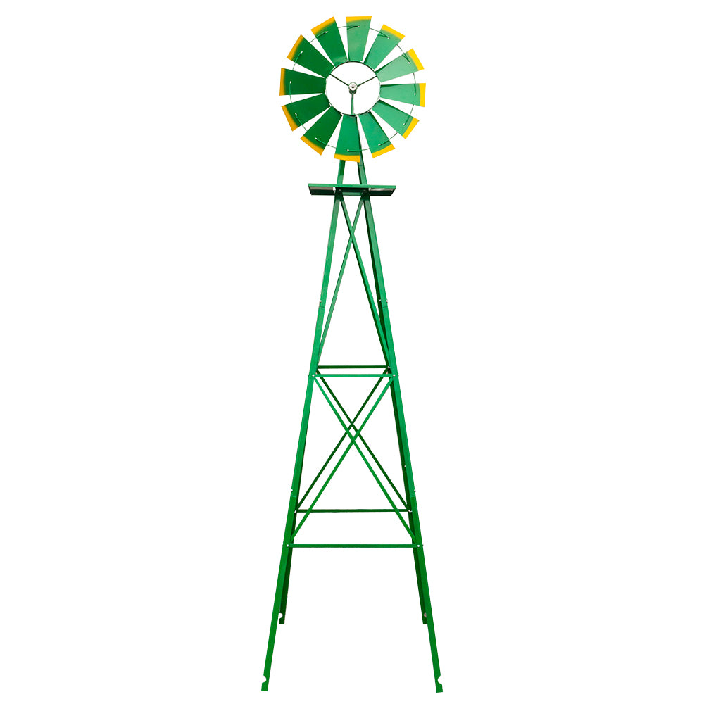 8FT Weather-Resistant Garden Windmill with Steel Frame for Lawn Decor