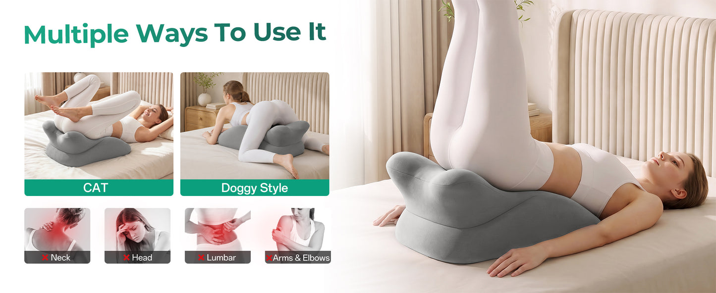 Ergonomic Memory Foam Support Pillow for Couples - Grey