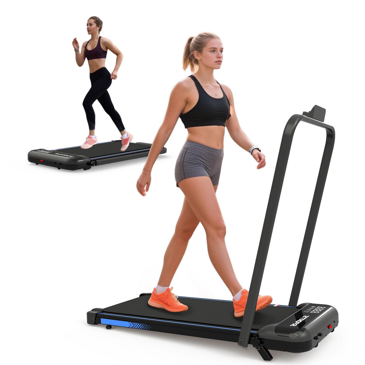 3 in 1 Foldable Under Desk Treadmill with Incline - Black