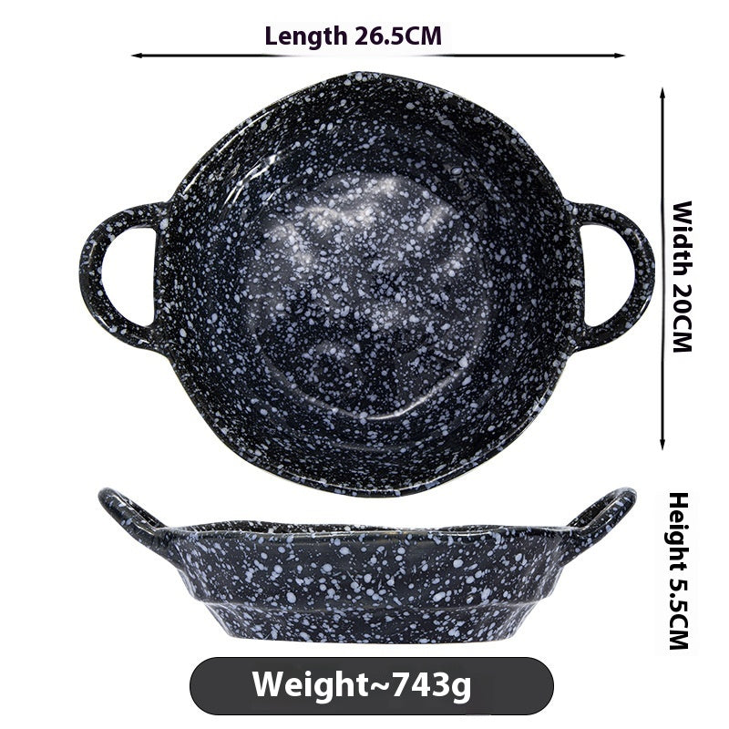 Japanese Vintage Ceramic Soup Plate Large Deep Bowl for Hot Pot Dining
