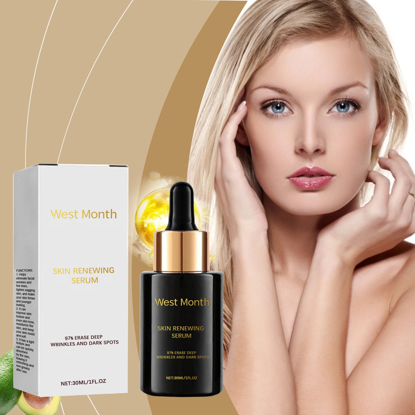 Firming Facial Serum - Hydrating Essence with Green Tea & Avocado Oil 30ml