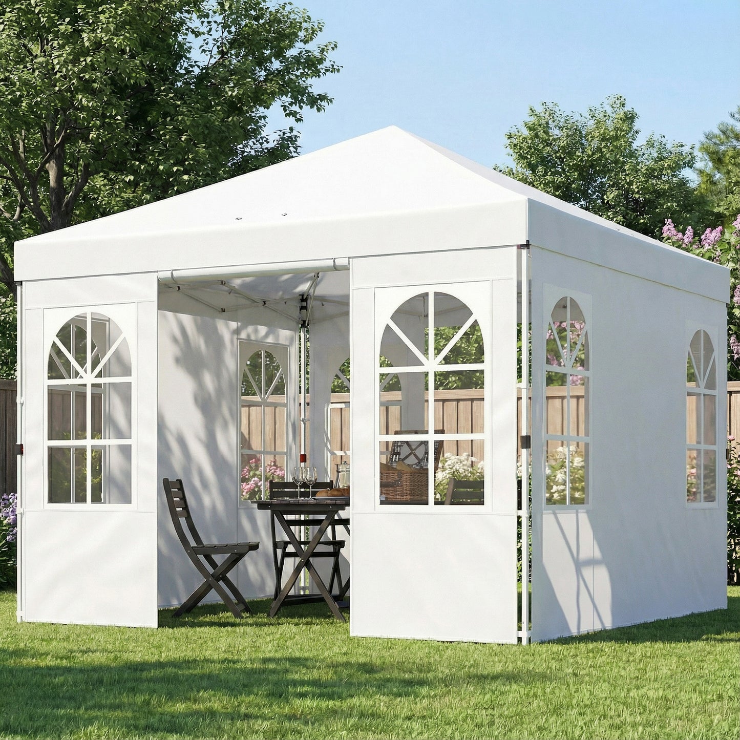 Pop Up Canopy Tent 9.6 x 9.6 ft with Sidewalls - White