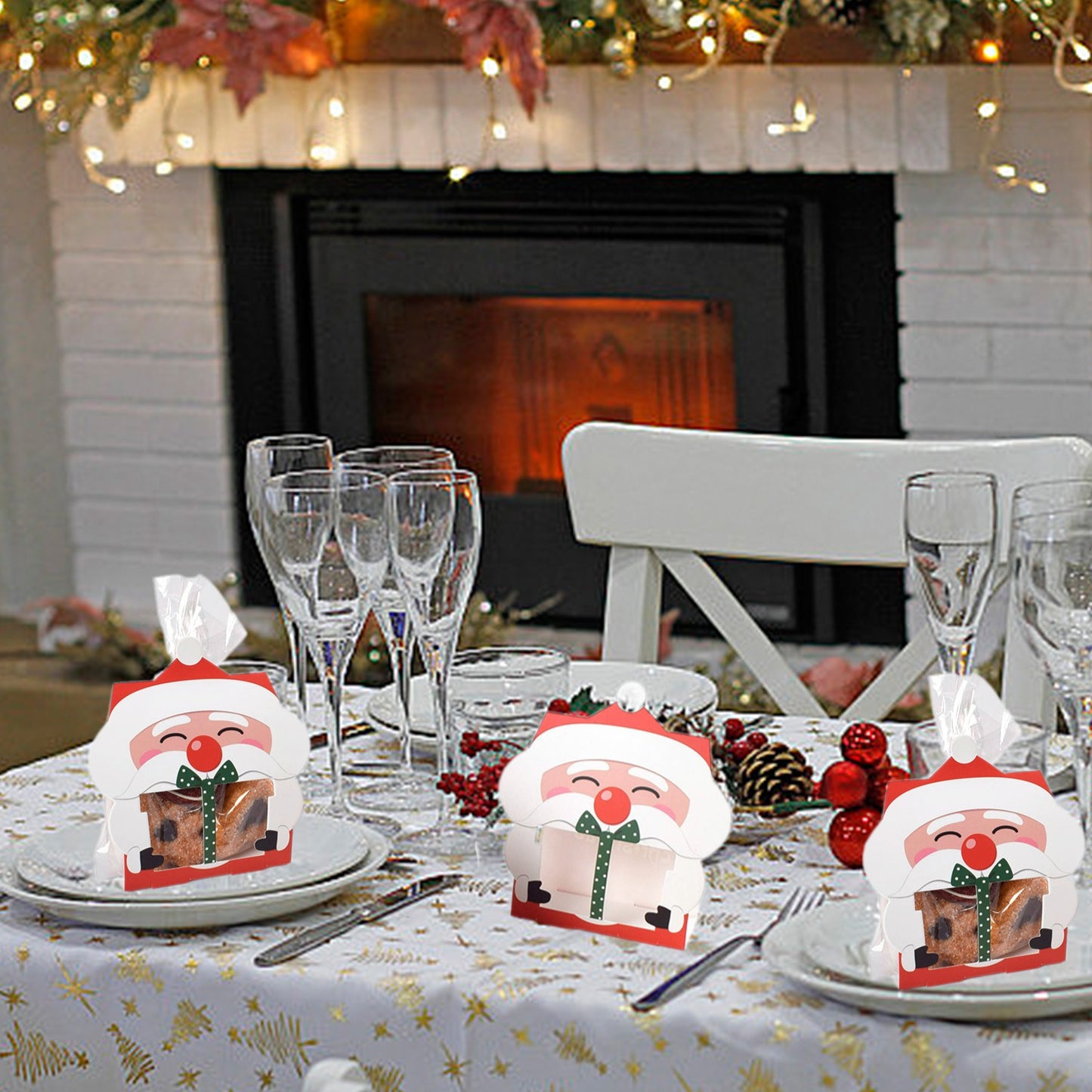 Christmas Gift Boxes with Transparent Bags - 8 Pack