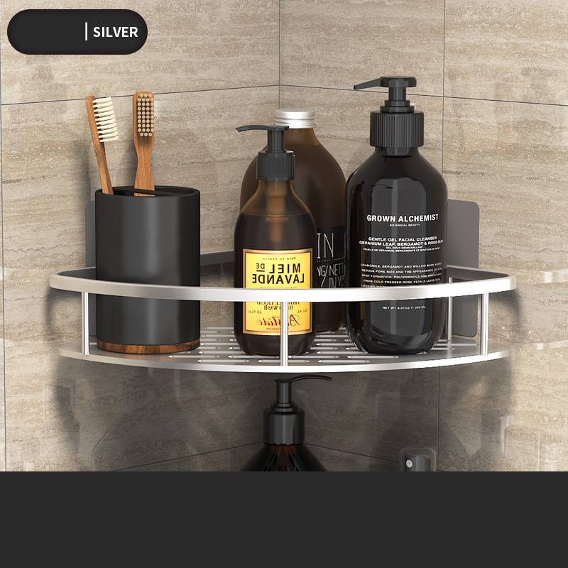 Aluminum Wall Shelf Bathroom & Kitchen Dual-Use Rectangular Storage Rack