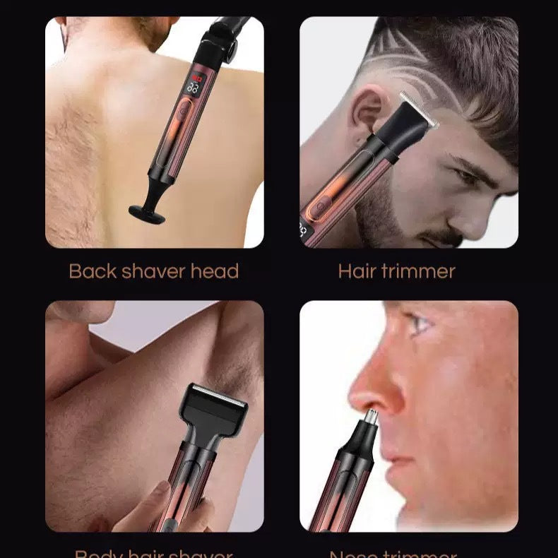 LED Body Hair Trimmer 4-in-1 Grooming Kit, Rechargeable