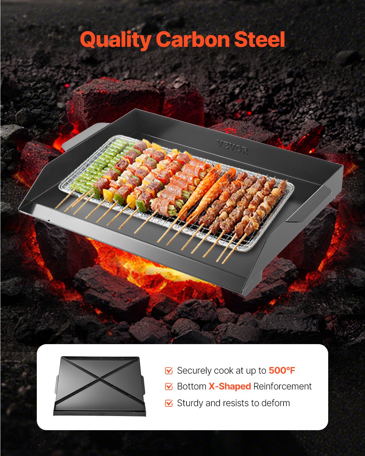 Carbon Steel Flat Top Griddle - 22x16 Inch BBQ Grill Pan