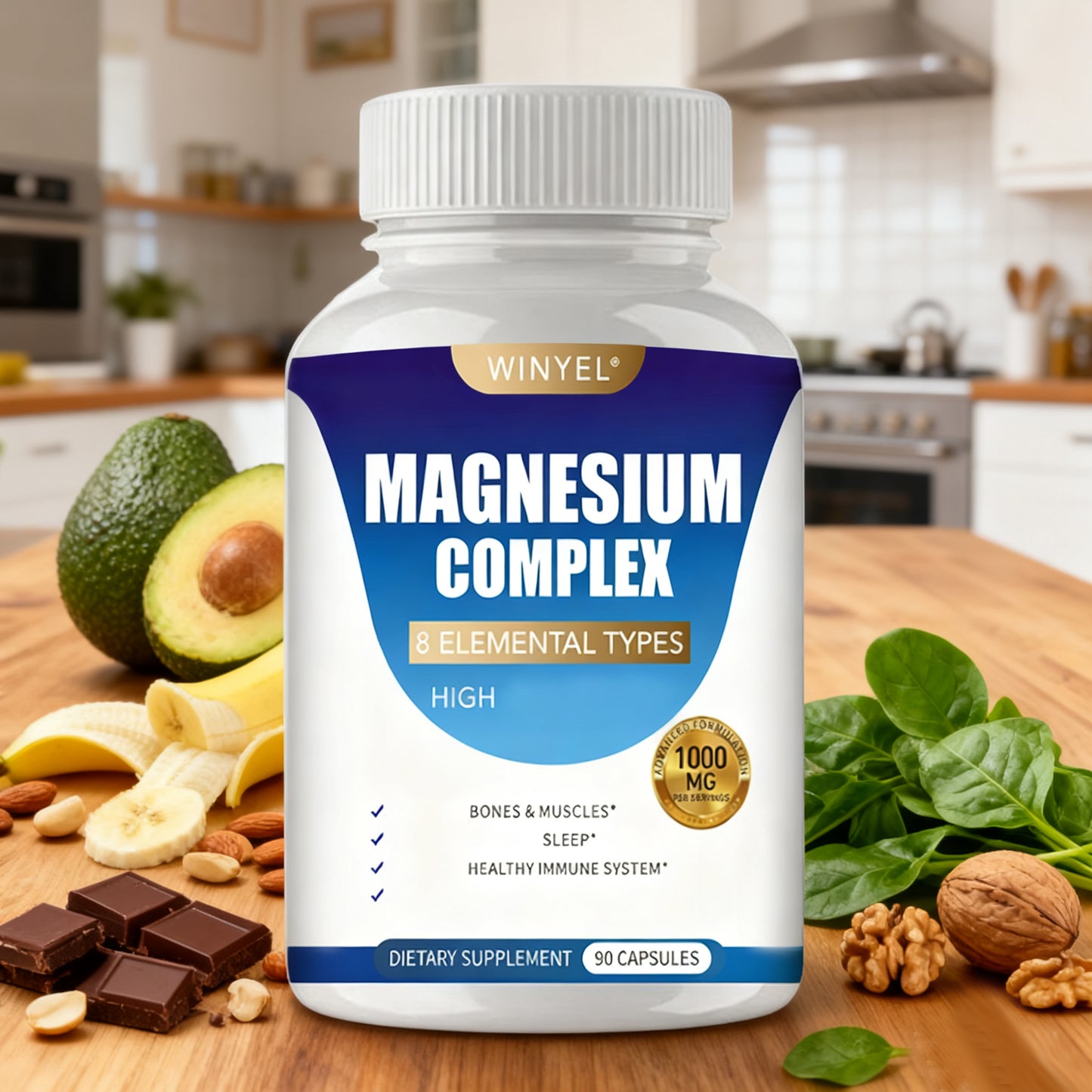 Magnesium Complex 1000mg Capsules - High Bioavailability Mineral Supplement