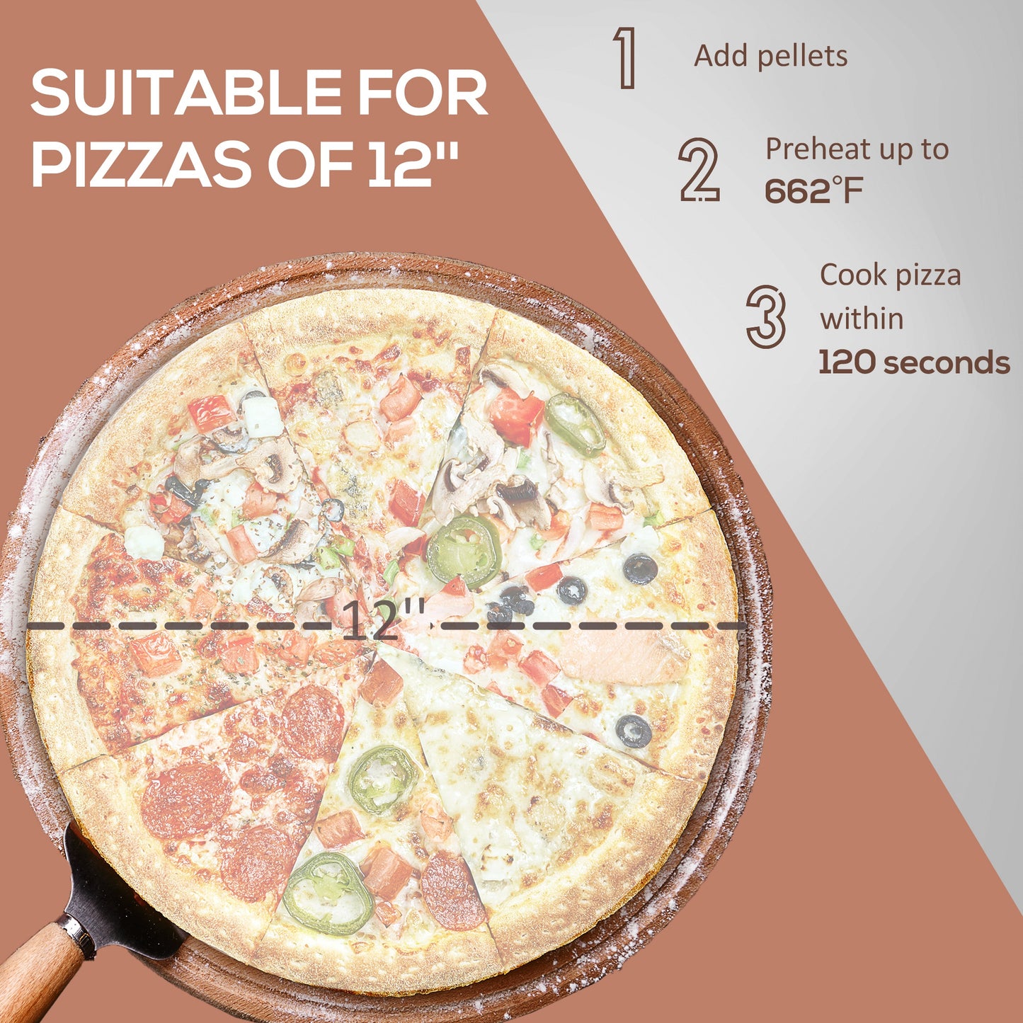 Outdoor Pellet Wood Fired Pizza Oven with Rotating Stone