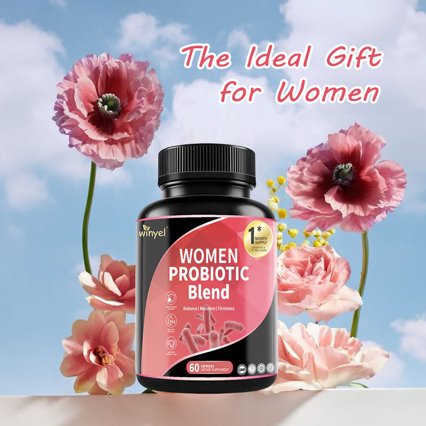 Women's Probiotic Supplement with Prebiotics for PH Balance - 60 Count