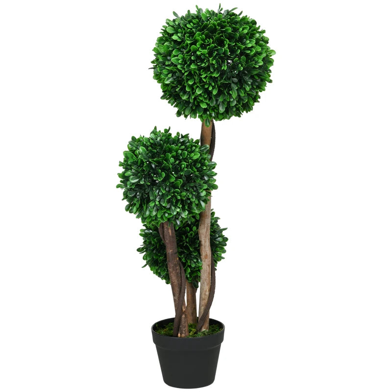 3ft Artificial Boxwood Tree with Sandalwood Leaves and Pot - Indoor Outdoor Topiary