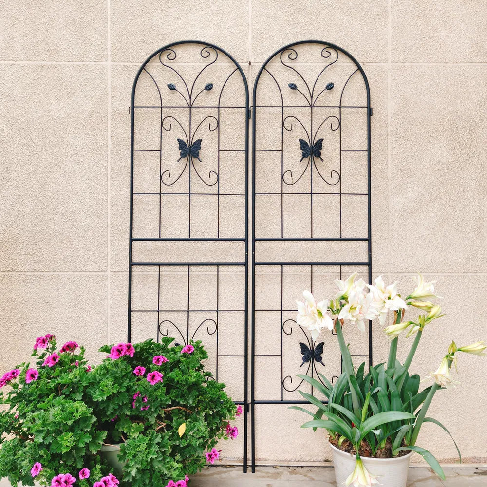 Metal Garden Trellis 71" x 19.7" - Rustproof Climbing Support - Black - 2 Pack