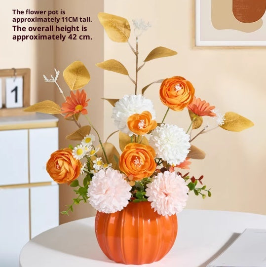 Artificial Flower Decor Bouquet with Vase - Silk Floral Arrangement for Home & Garden