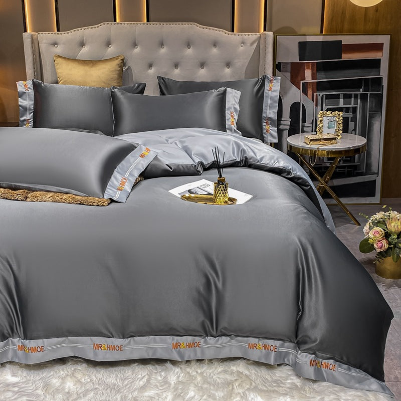 Home Washed Silk Bedding Set Four Piece Quilt Cover Bed Sheets Pillowcases