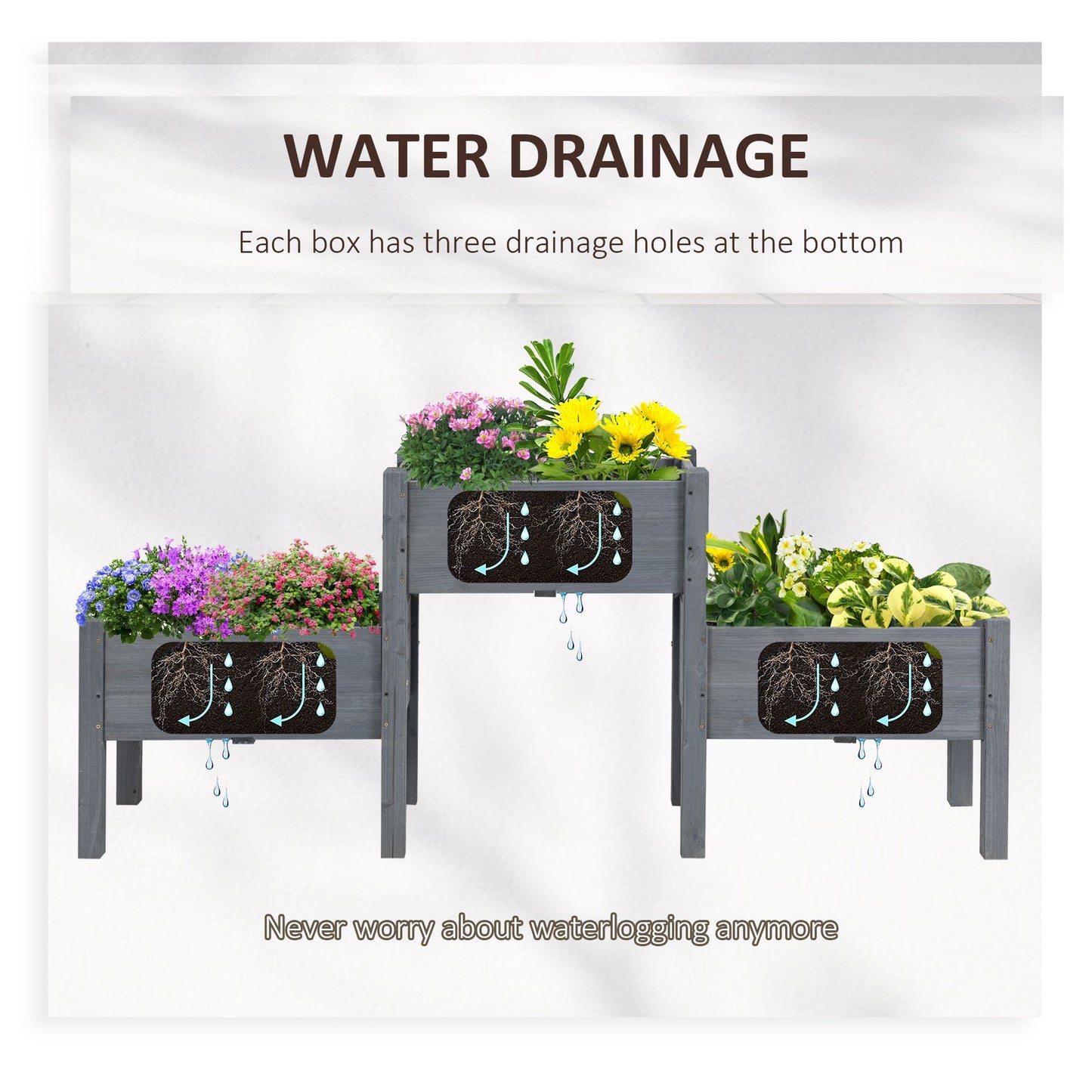 3-Tier Raised Garden Bed Planter Box for Vegetables Herbs Flowers - Freestanding