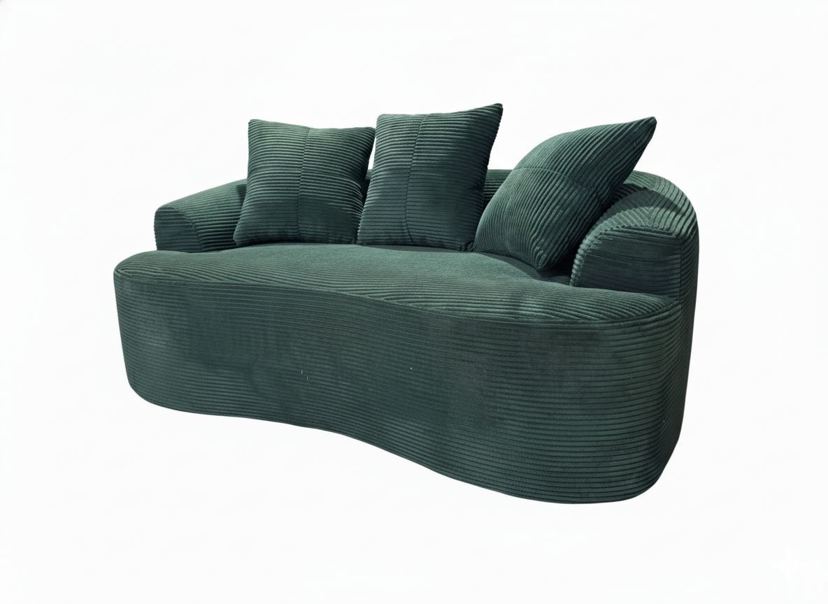 65.35 Curved Loveseat Sofa With Pocket Spring Cushions For Soft