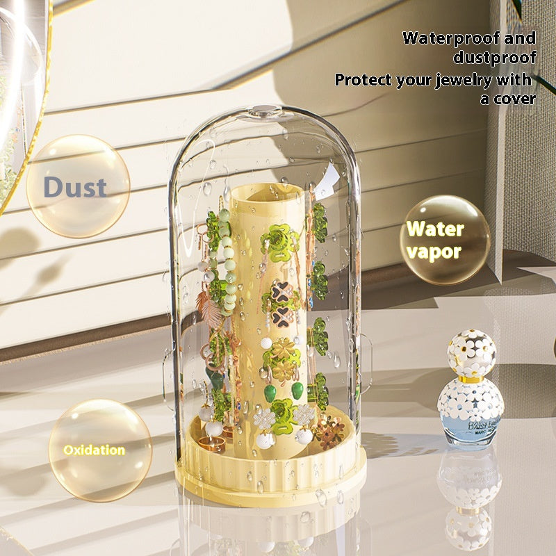 Large Capacity Jewelry Storage Box with Rotating Door - Clear or Colorful Variants