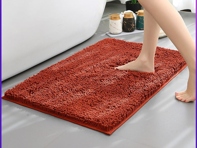Non-slip Absorbent Bathroom Floor Mat - Stain-Resistant, Dense Woven Chenille