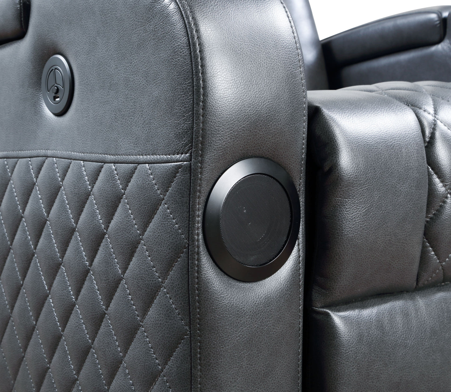 Dark Gray Leather Power Motion Recliner with Bluetooth & Charger