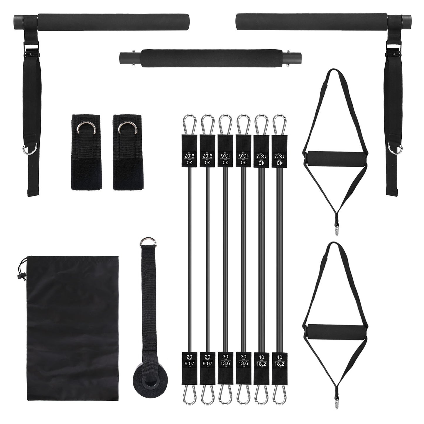 Multifunctional Pilates Bar Kit with Elastic Resistance Bands