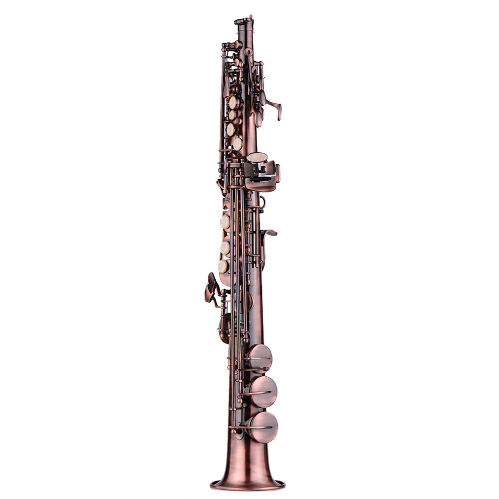 Bb Soprano Saxophone - Premium Brass with Antique Design, Red