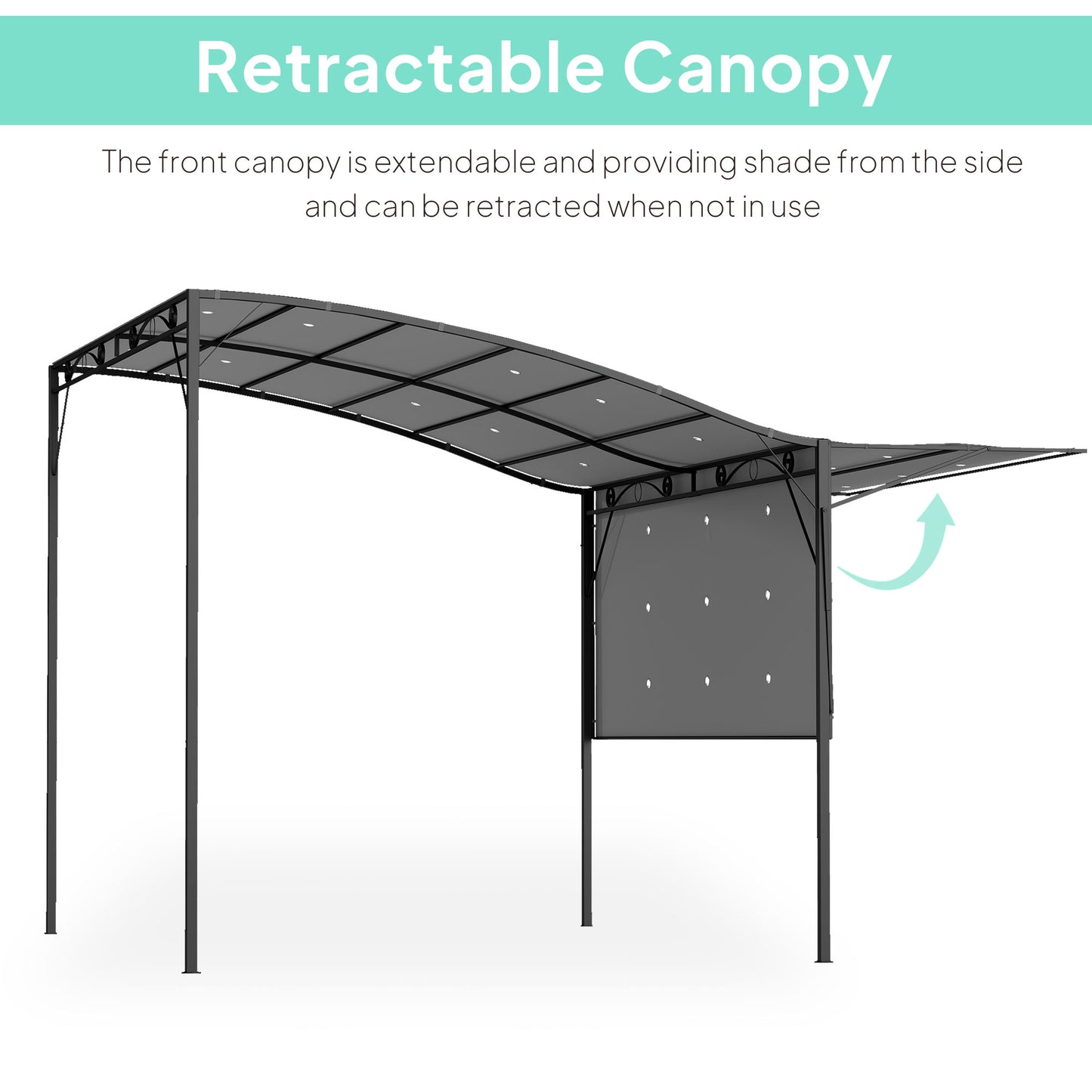 Outdoor Pergola and Patio Gazebo - Dark Gray, 10x8 ft