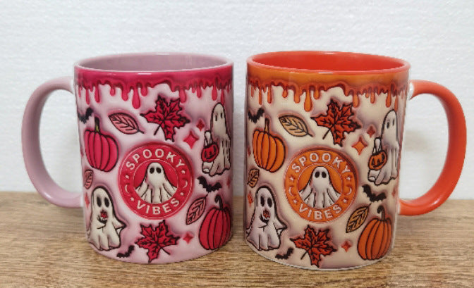 Halloween Pumpkin Ceramic Coffee Mug - 350ml Colorful Home Drinkware