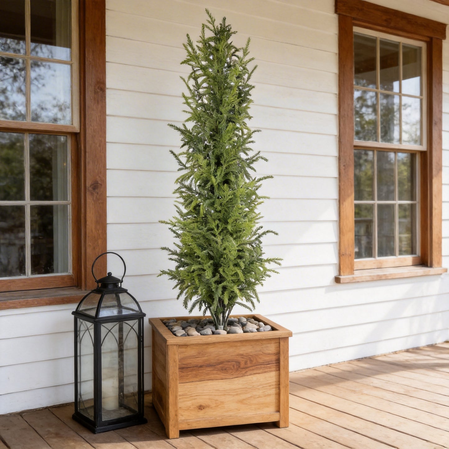 4' Real Touch Artificial Pine Tree in Black Pot - Green Leaves