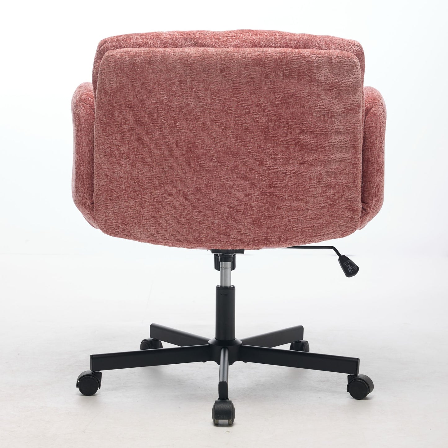 Chenille Swivel Office Chair - Adjustable Height & Armrests, Blush Pink