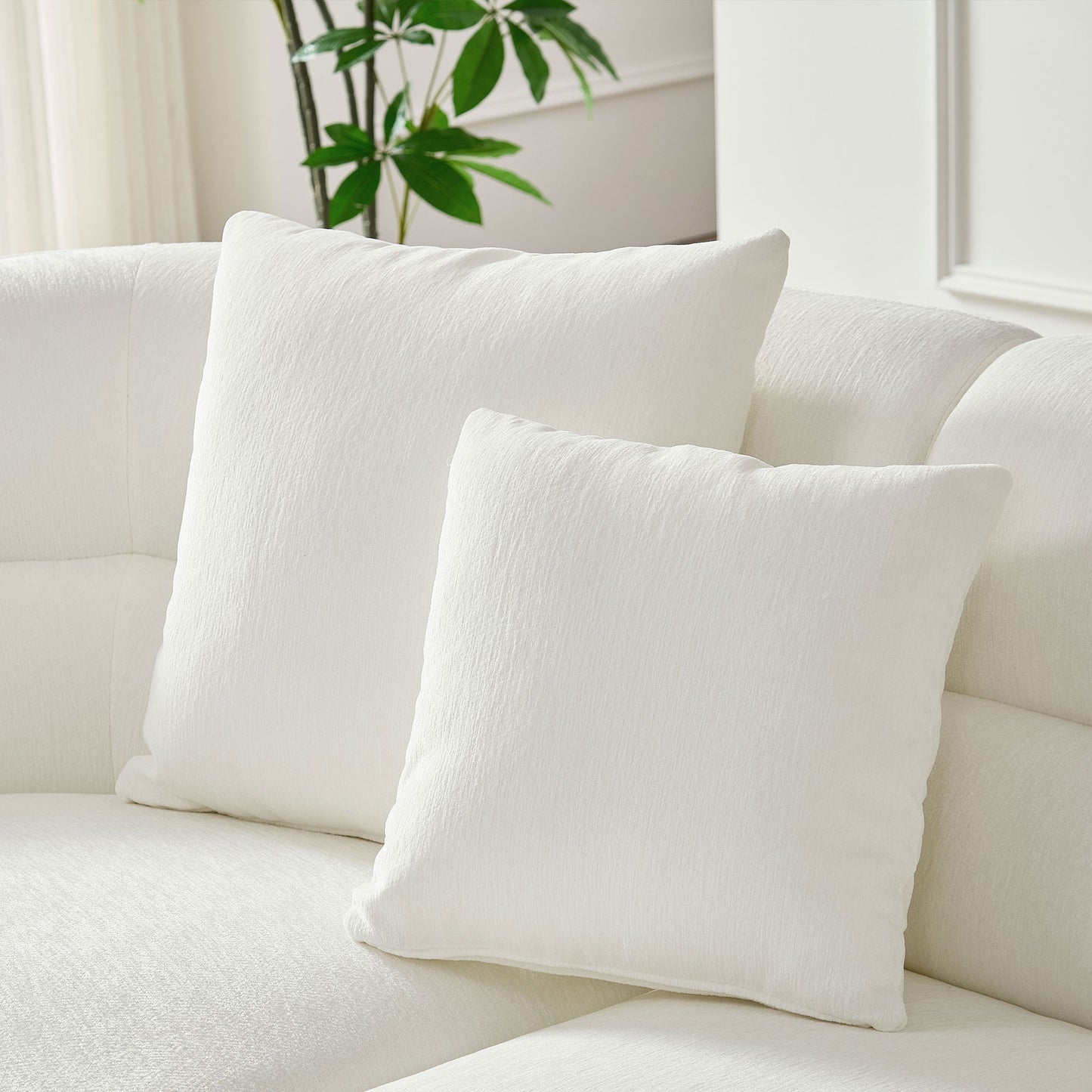125 Inch Curved L-Shaped Modular Sofa with Comfort Pillows - White
