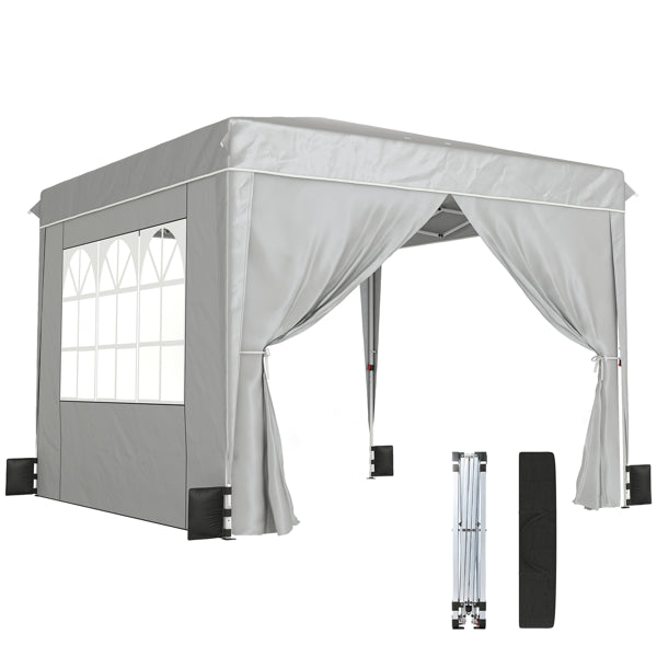 10x10 Pop-Up Party Tent with Sidewalls - Light Gray