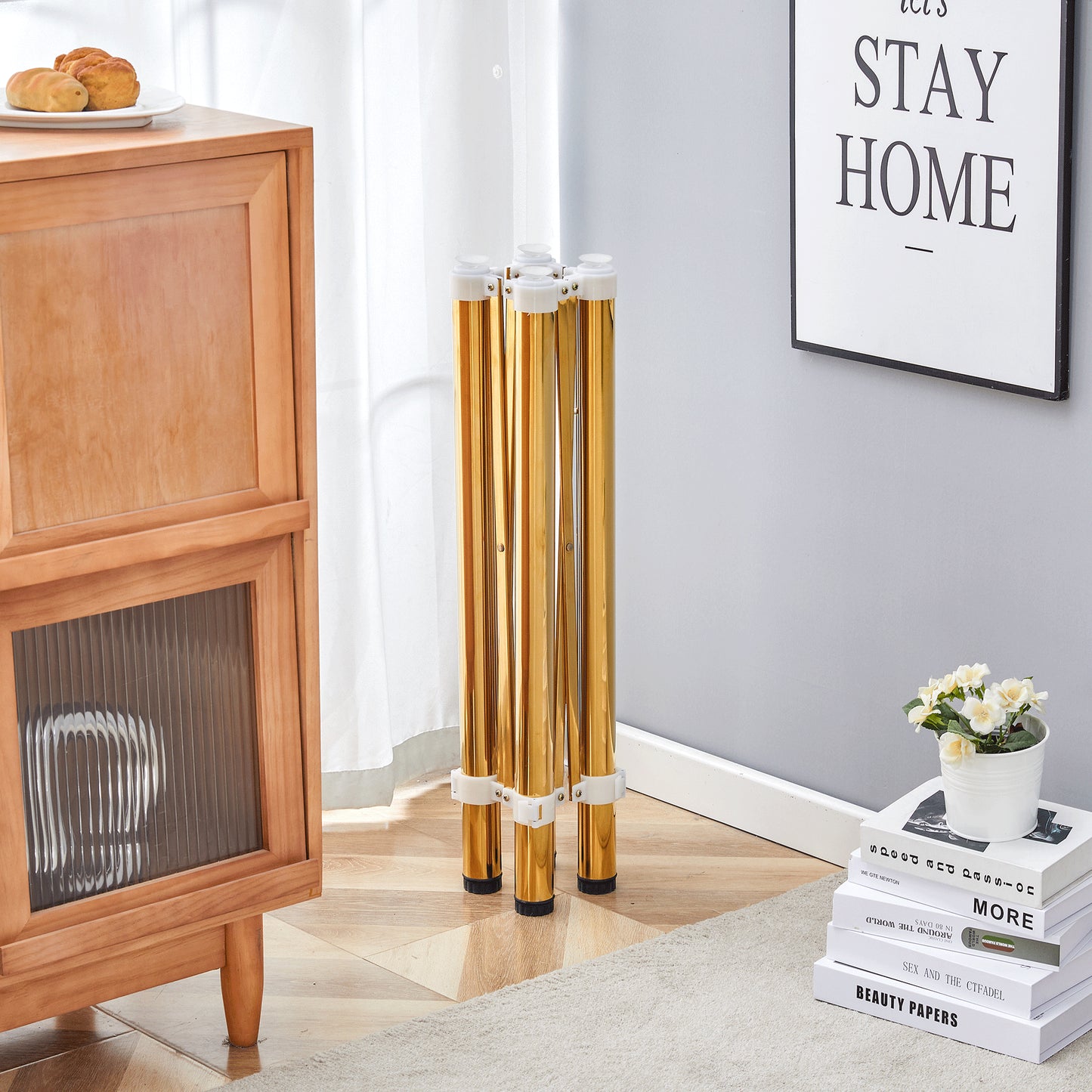 Only Table Leg.Simple Golden Stainless Steel Folding Frame -