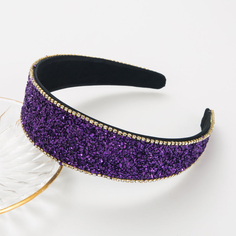 Elegant Rhinestone Wide-Brim Hair Band - Korean Style Hair Accessory
