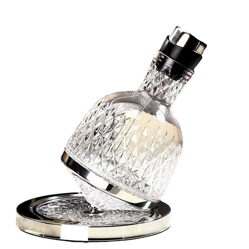 High-Grade 1800ml Rotating Wine Decanter with Sealed Crystal and Gold Options
